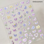 5D Gradient Love Gem Glitter Love Heart Colorful Cat's Eye Rhinestone Soft Self Adhesive Nail Art Stickers Shiny Manicure Decals