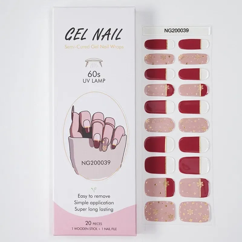 Leopard Semi-Cured Gel Nail Strips Simple Transparent Color Adhesive Long Lasting Gel Nail Stickers Harden In UV Lamp Need