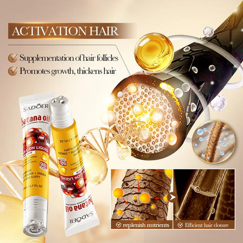 Fast Hair Growth Batana Oil Hair Growth Serum Anti Hair Loss Regrowth Thicken Baldness Nourish Roller Ball Root Hair Health Care