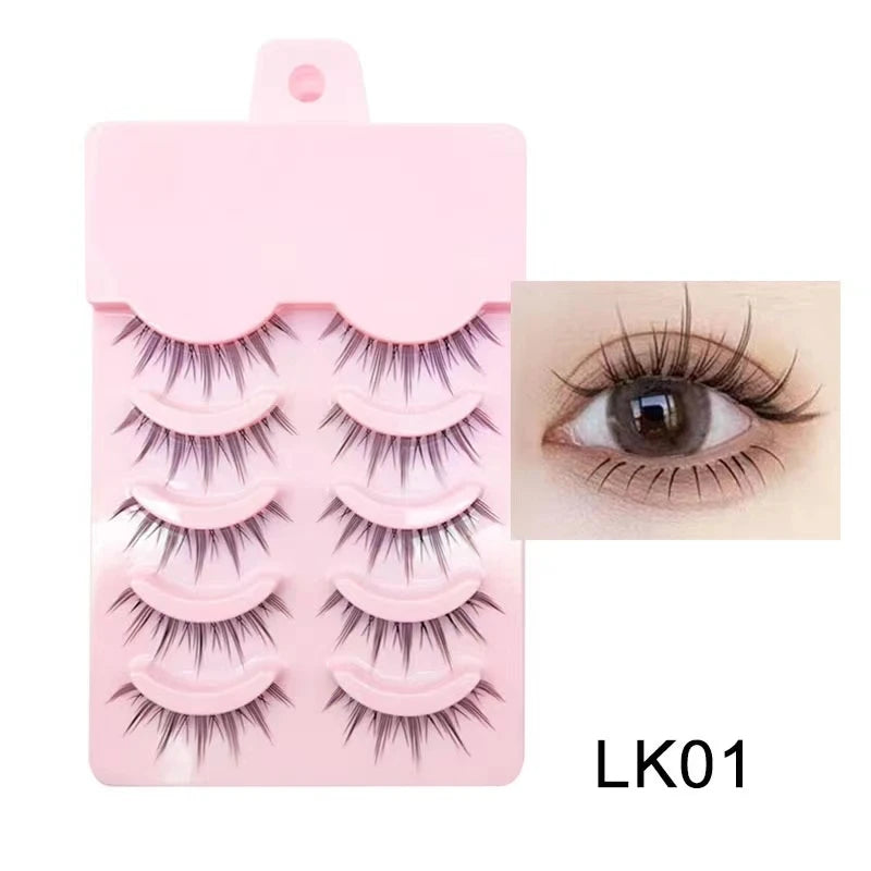 Natural Long Cosplay Makeup Cross Strip False Eyelashes Black Eye Lashes and Cat Eye Lashes 5pairs Mink Eyelashes Faux Cilios