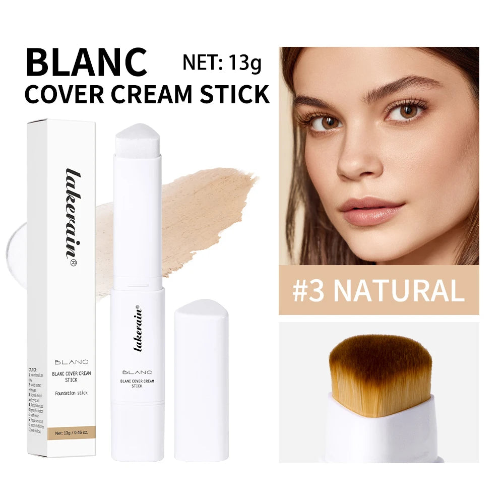 Lakerain Triangular Color-changing Foundation Stick With Brush Smooth Matte Natural Concealer Invisible Pore Foundation Cream