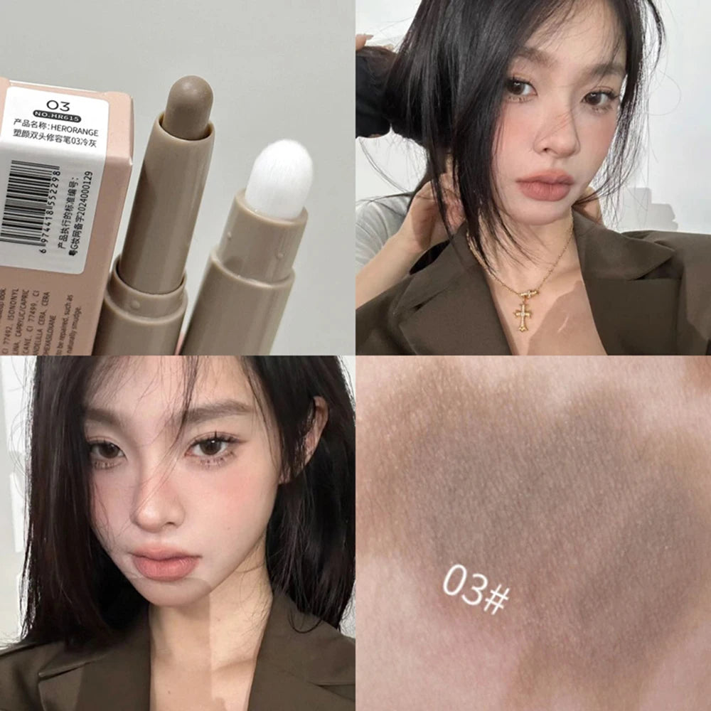 HERORANGE Double-ended Contour Pen for Contouring, Brightening with a Smudge Brush