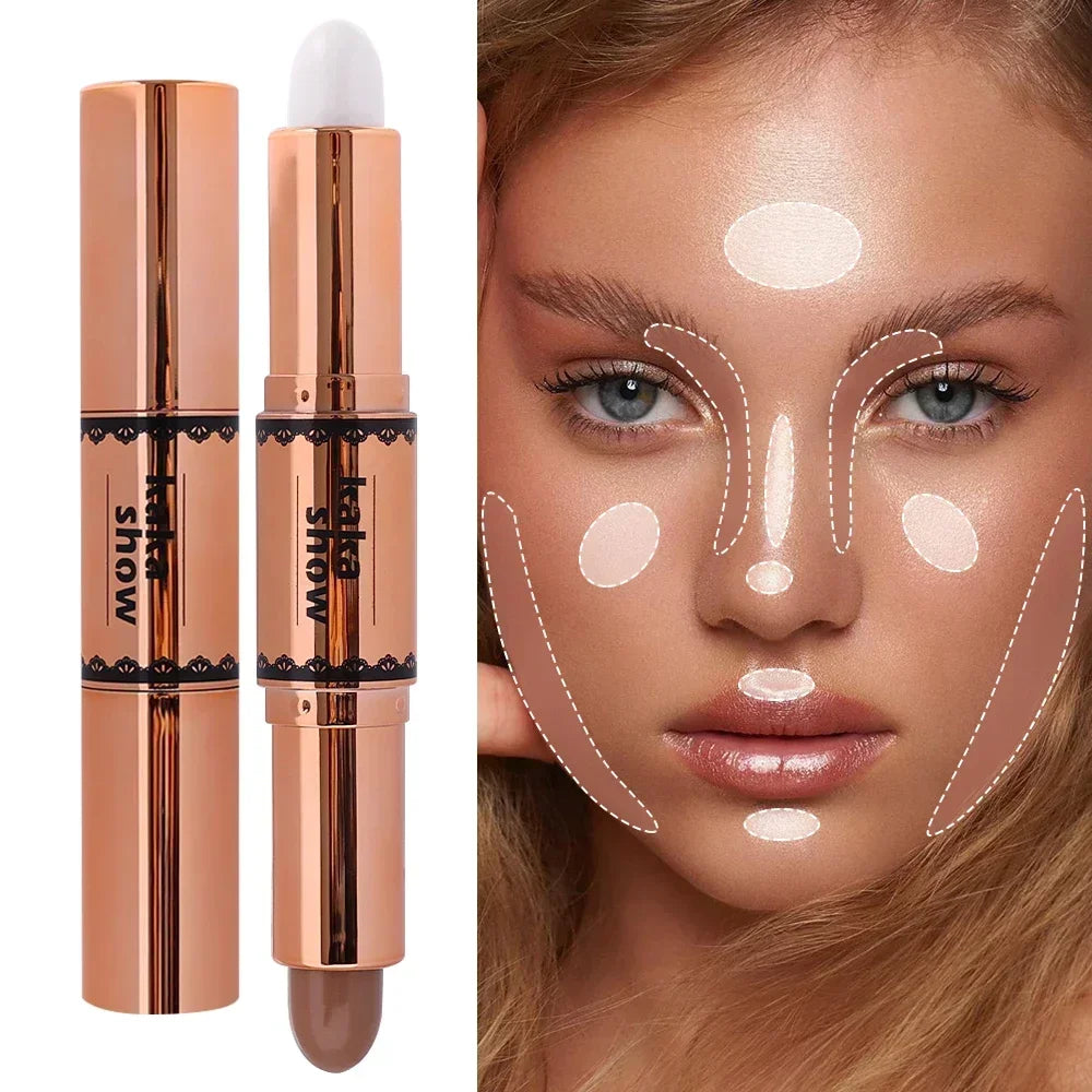 Waterproof Double-end Contouring Bronzer Stick Lasting Natural Matte Concealer Highlighter Pencil Corrector Skin Tone Pen Makeup