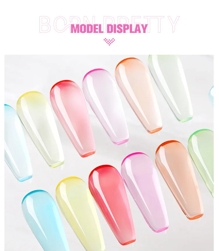 BORN PRETTY 10ml Translucent Jelly Nude Gel Nail Polish Colorful  Varnish Semi Permanent UV LED Nail Art  Manicure Gel