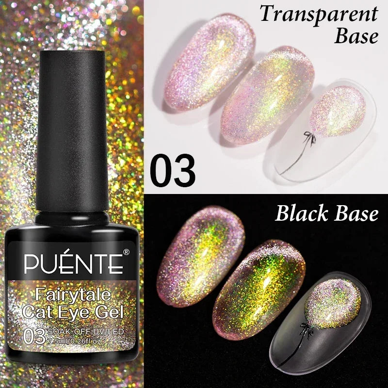 PUENTE 7.5ML Wine Red Cat Magnetic Gel Nail Polish Super Shiny Ruby Red Cat Eye Gel Soak Off UV Semi-Permanent Nail Art Varnish