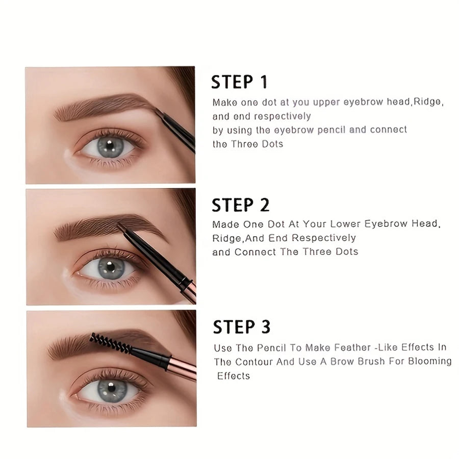 Waterproof Matte Eyebrow Pen Makeup Double Head Lasting Brown Non-Smudged Eye Brow Pencil Tint with Brush Cosmetics