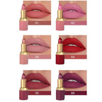 6-Color Matte Lipstick Set, Non-Fading, Non-Stick Cup Long-Lasting Velvet Finish, Smooth Matte Lip Color Waterproof Smudge-proof