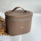 Customizable Name Portable Travel Storage Bag - Removable Cosmetic Bag with Separate Washing Compartment Pebble Leather