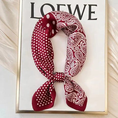 Luxury Polka Dot Silk Square Scarf Women Hijab Hair Bands Neckerchief Female Satin Shawl Ribbon Headband Fashion Wraps Bandana