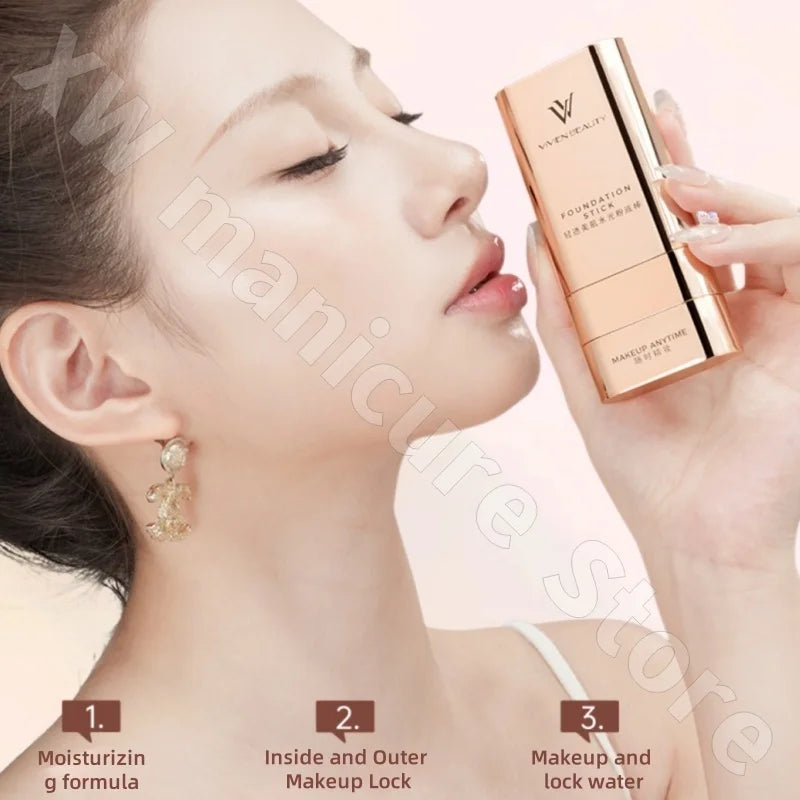 VV Double-head Liquid Foundation Stick Concealer Light and Brighten Skin and Waterproof for Long-lasting and Never Take Off 20g