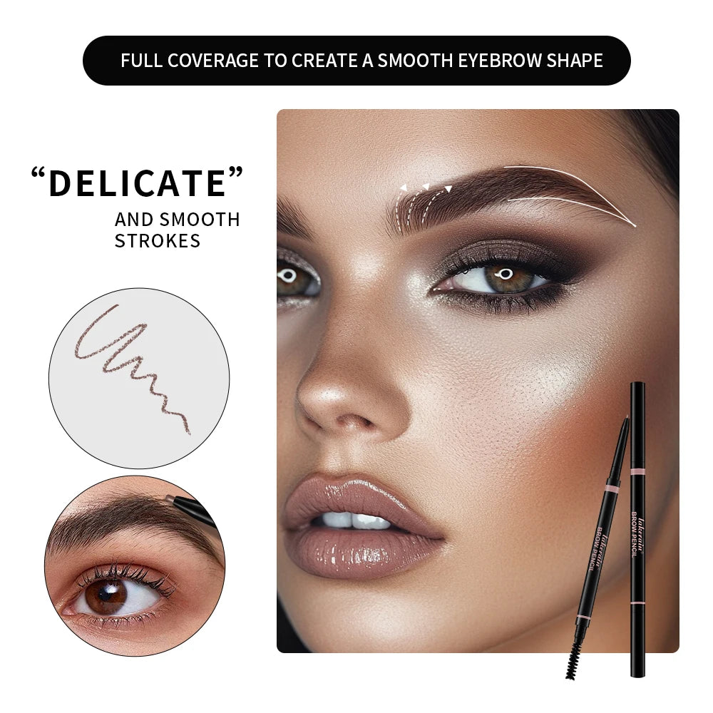 3Colors Double-headed Eyebrow Pencil Automatic Rotation Ultra-fine Eyebrow Pencil Waterproof Makeup Free Eye Cosmetics For Women
