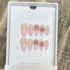 10pcs French Almond Press on Nails Flower False Nails Wearable Stick-on Nails Fake Nail Uñas Postizas Mujer Накладные Ногти 네일팁