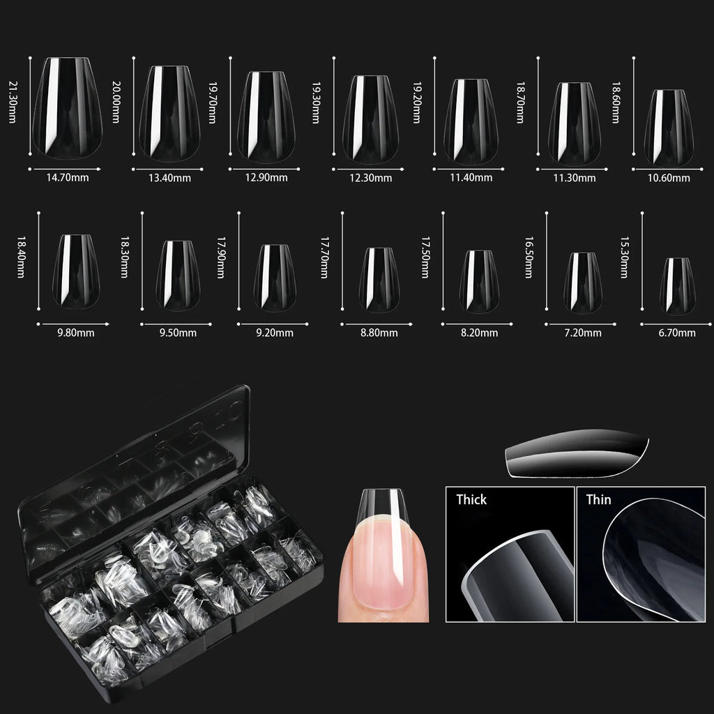 250/500/600pcs Soft Gel False Tips Natural Sculpted Ballet Coffin Almond Fake Nails Full Cover Press On Nails DIY Nail Supplies