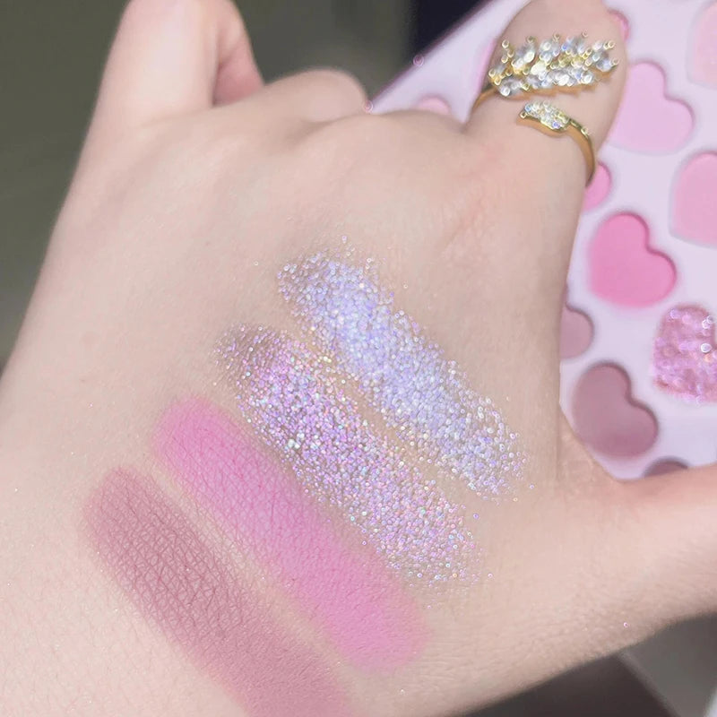 DIKALU Korean heart-shaped 20-color eyeshadow palette matte pearlescent pink purple Sweetheart GIRL party makeup