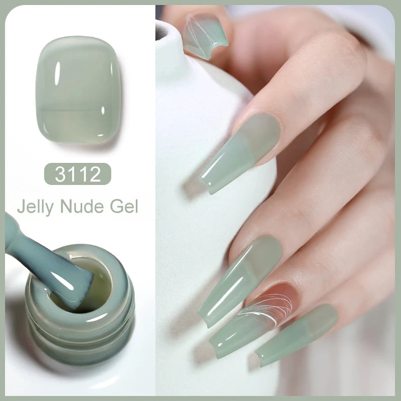 Arte Clavo Transparent Nude Pink Color Jelly Gel Nail Polish Semi Permanent 15ml Top Coat Soak Off UVLED Varnish Nail Art Design