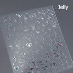 5D Gradient Love Gem Glitter Love Heart Colorful Cat's Eye Rhinestone Soft Self Adhesive Nail Art Stickers Shiny Manicure Decals