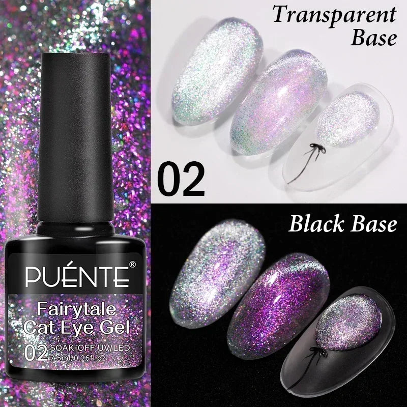 PUETNE 7.5ML Amber Moonlight Cat Magnetic Gel Nail Polish Winter Nails Jelly Glass Cat Eye Soak Off UV Semi-Permanent Varnish