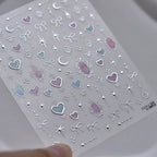 5D Gradient Love Gem Glitter Love Heart Colorful Cat's Eye Rhinestone Soft Self Adhesive Nail Art Stickers Shiny Manicure Decals