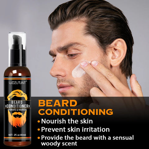 Beard Wash Care Kit Cleaning Strengthen Nourishing Moisturizing Anti-detachment Moustache Shampoo Conditioner Set for Men Gift