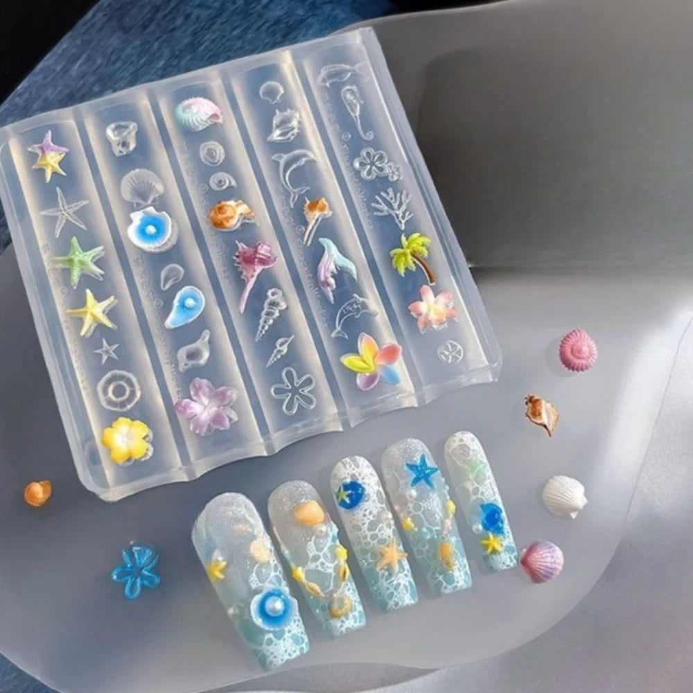 Cake Cream Lace Heart Silicone Nail Mold Sweet Y2K Nail Art Decorations Template DIY Design Transparent Manicure Stencils 1