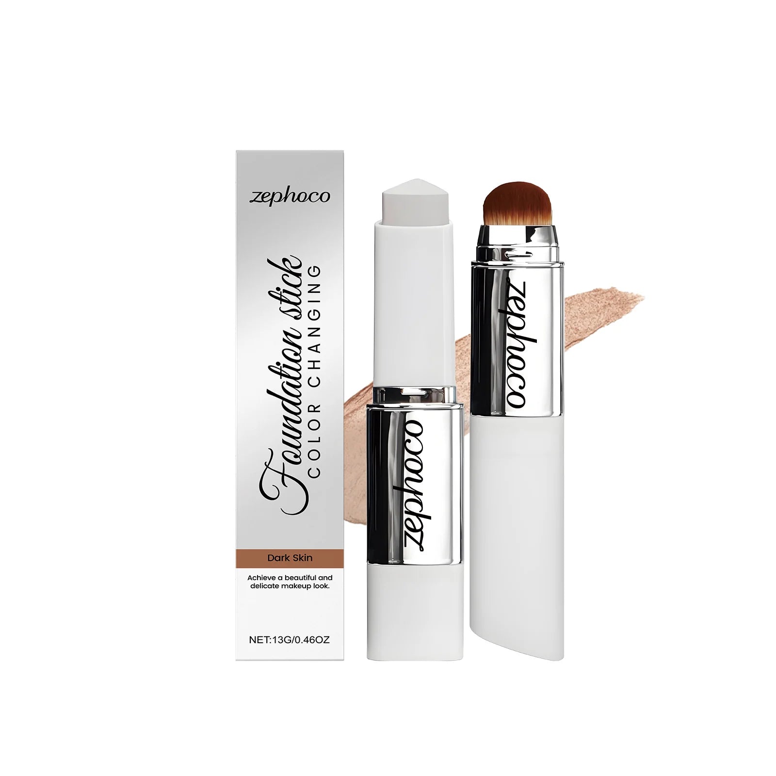 2-in-1 Color-Changing Foundation Stick Liquid Lightweight Moisturizing Brightening Foundation Color Changing for All Skin Types