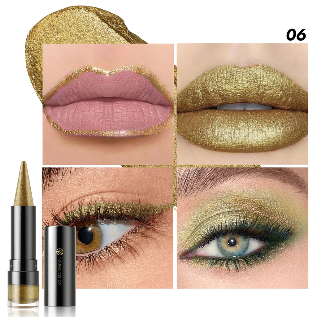 YOUNG VISION Six-Shade Matte Pearl Shimmer Dual-Effect Lipstick Waterproof, Non-Transfer Lipstick Cosmetics
