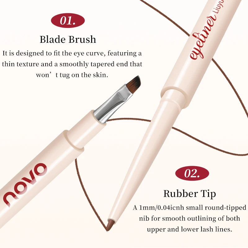 Double-Ended Gel Eyeliner Pen,(Pencil + Fine Angled Brush),Matte Finish & Shimmer,Long-Lasting,Quick-Drying, Waterproof
