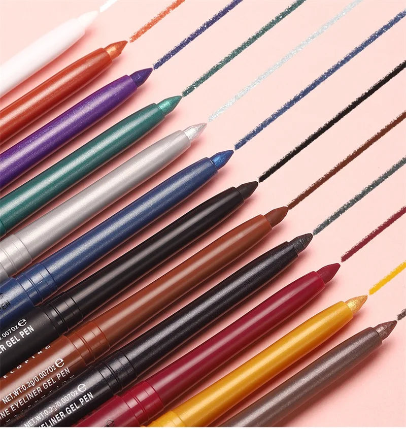 Waterproof Eyeliner Gel Pencil Gold Brown Lying Silkworm Pen Soft Easy Wear High Pigment Matte Eyeliner Lasting Shiny Eye Makeup
