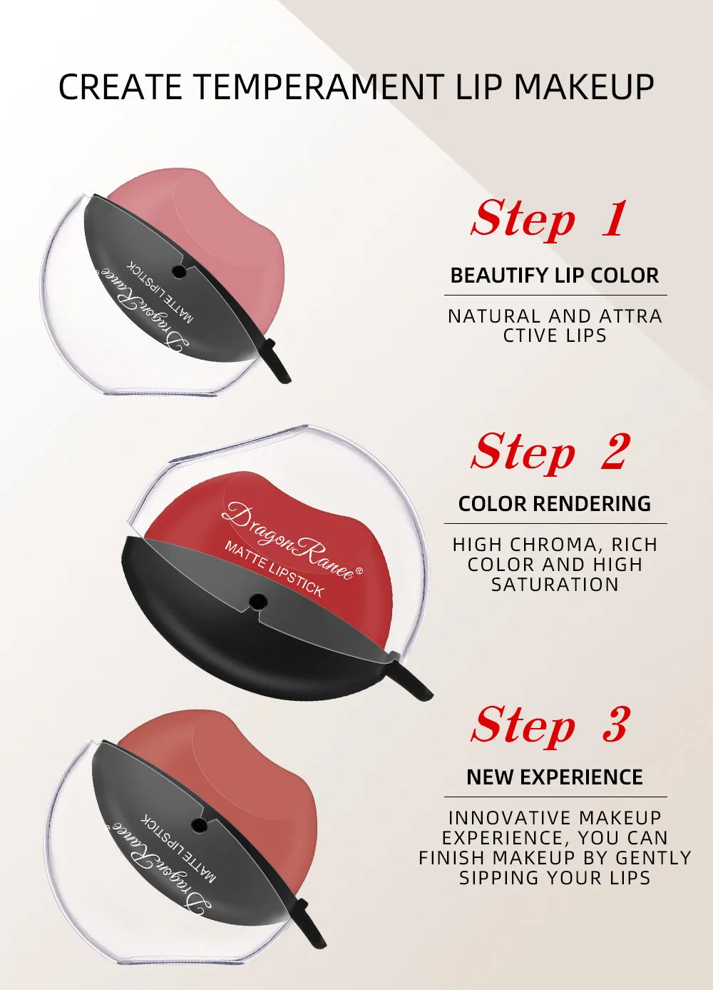 Dragon Ranee Matte Velvet Mist Lipstick Designed for Lazy People Lip Shape Lip Gloss Long Lasting Easy To Color Beauty Makeup