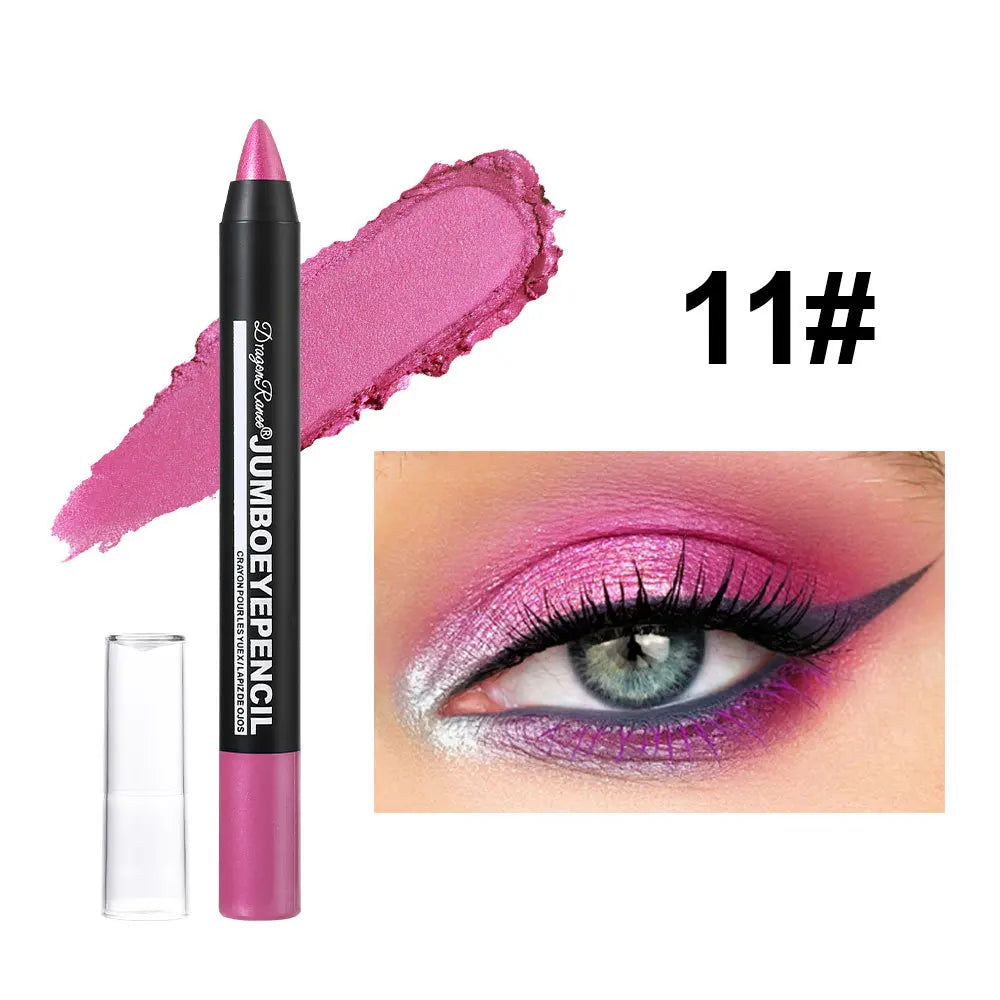 Smoky Dark Green Eyeshadow Pencil Stick Waterproof Pearlescent 12 Colors Metallic Glitter Eye Shadow Highlighter Pen Makeup Tool