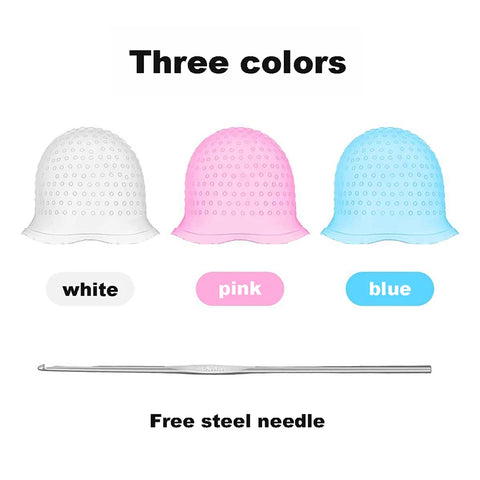 1set Silicone Highlighting Cap with Hook Needle Reusable Hair Dye Cap Set Barber Professional Hair Coloring Salon Hair Tools