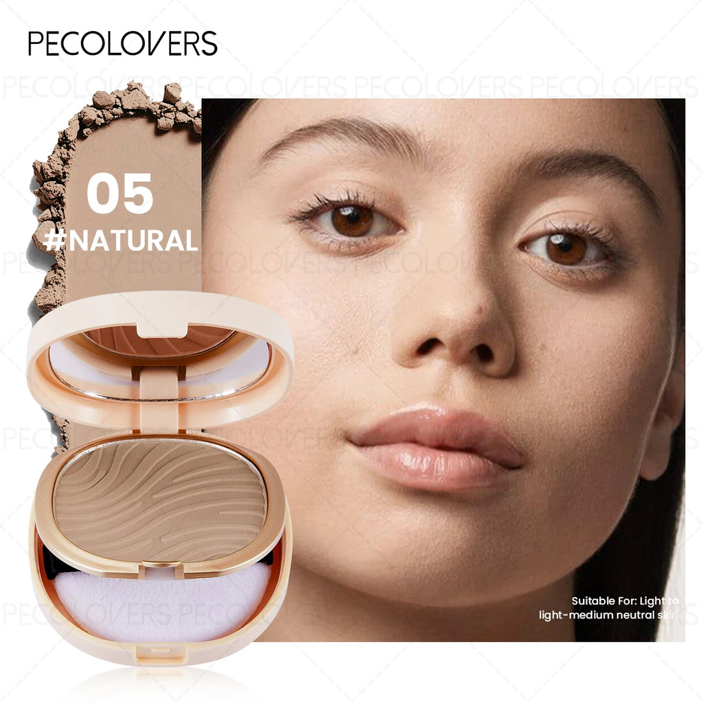 1PC Pressed Powder Foundation, Waterproof, Matte Finish, Full Coverage, Non-Sticky, for All Skin Types, Light to Medium Tone