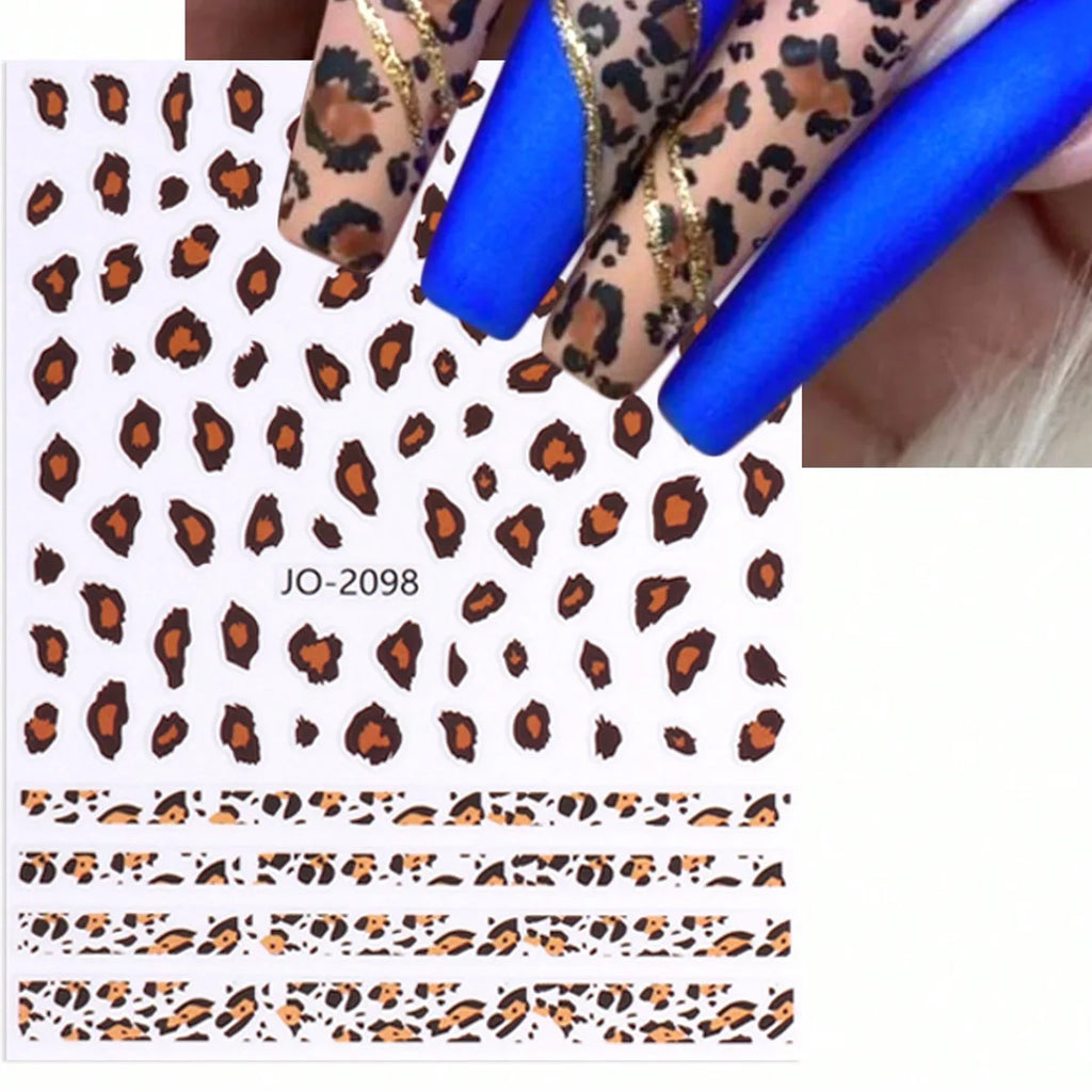 3/6/12 Sheets Leopard Nail Art Stickers Set – Self-Adhesive Animal Nail Decals for DIY Manicure, Cheetah Paw Nail Decorations