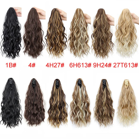 14Inch Synthetic Short Curly Claw Clip in Ponytail Hair Extension Daily Use Blonde Black Blonde Fluffy Hairpiece for Women