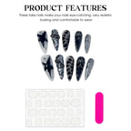 Handmade Press on Nails Punk Cool Black Star Crocodile pattern False Nails Heavy Metal European Black Almond Fake Nail Patches