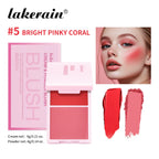 Cream & Powder Blush Matte 5Colors Dewy Rosy Blush Makeup Pan Long-lasting Wearing High Pigment Natural Matte Blush Cosmtics