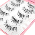 Yelix 5 Pairs Lower Lashes Strip Natural Under Lashes Small Flame Natural Bottom Eyelashes Manga Clear Band Wispy Makeup