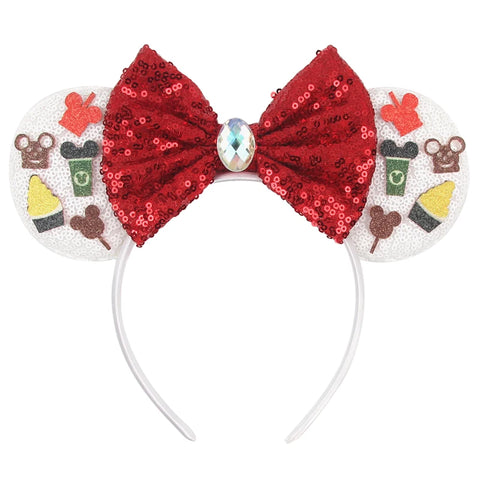 2023 Disney Christmas Mickey Ears Headband For Girls Sequins Bow Festivall Party Hairband DIY Hair Accessories