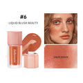 6 Colour Matte Liquid Blush Easy to apply long lasting waterproof blush sponge brush head Eyes lips Makeup Blush Cosmetics