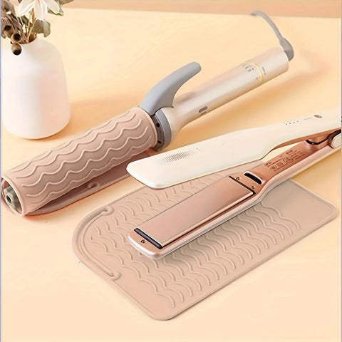 1pc Silicone Heat Resistant Mat For Hair Styling Tools, Pad For Curling lrons And Straighteners, Portable Styling Heat Mat
