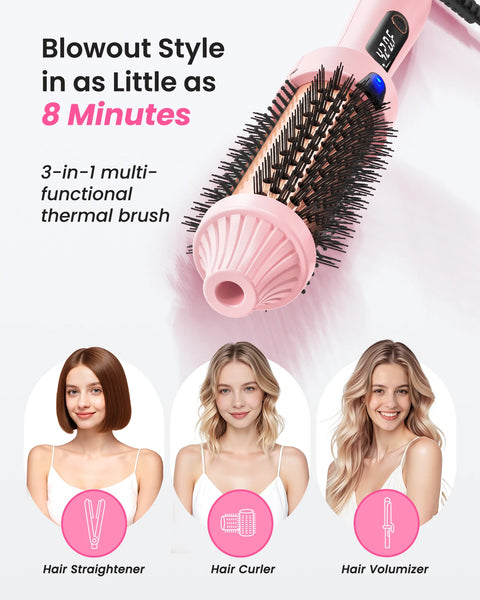 Thermal Brush Blowout Boost 1.5 inch Heated Round Brush for Blowout Look Dual Voltage Negative Ion Technology 6 Temperature Mode