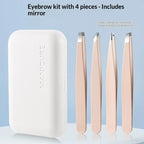 4 Pcs Stainless Steel Eyebrow Clip Tweezers Set Eyebrow Tweezers Eyebrow Trimming Set Beauty And Grooming Tools With Mirror Case