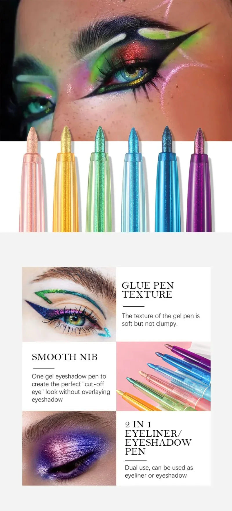 Shiny Chameleon Metallic Green Eyeliner Gel Stick Smooth Multicolor Eye Shadow Pearlescent Polarized Glitter Eyes Pigment Makeup