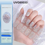 Leopard Semi-Cured Gel Nail Strips Simple Transparent Color Adhesive Long Lasting Gel Nail Stickers Harden In UV Lamp Need