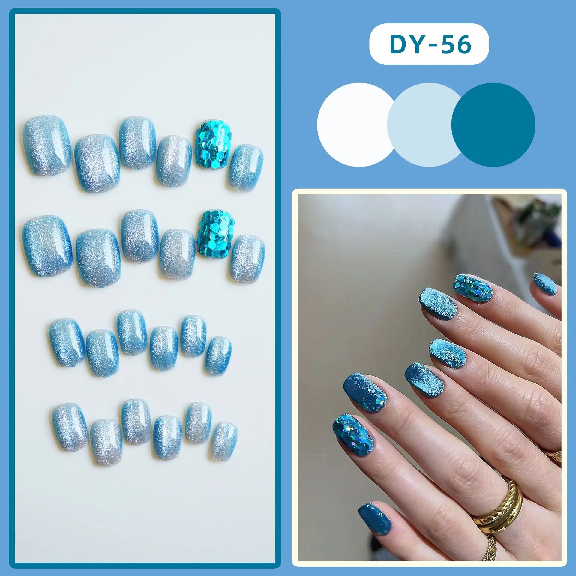 Red Cat Eye Fake Nails Coffin Head Shiny Korean False Nail Tips for Girl Lady Gifts Wearable Gradient Color Press on Nails 24pcs