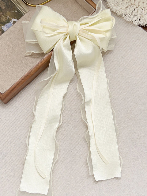 1Pcs Lace Hair Bow Clip Coquette Bow Barrettes with Long Tail Ribbon for Women Christmas Valentines Wedding Prom Accessories