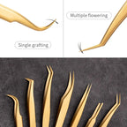 6PCS False Eyelash Tweezers Set For Fake Fan Lashes Extensions Planting Eyebrow Clip Eyelashes Tongs Makeup Nail Tools Kit