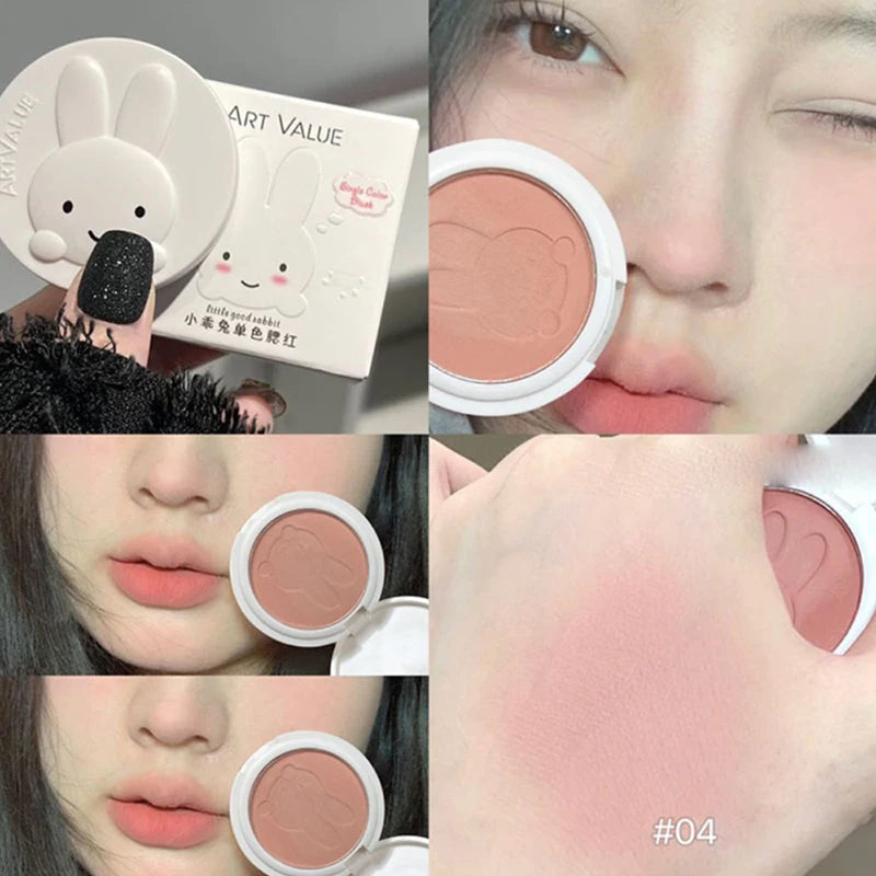 Little rabbit monochromatic blush, pseudo-plain makeup, low saturation ash powder, makeup, makeup and tender rouge