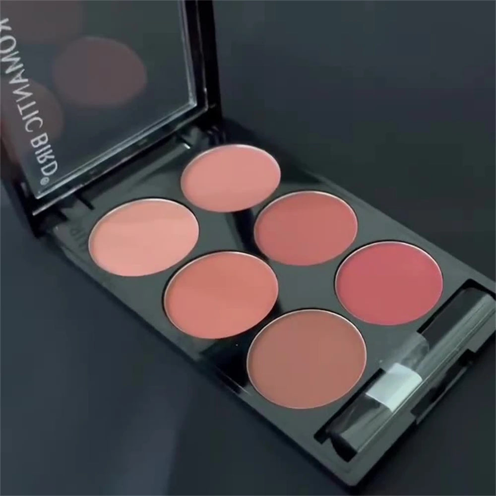 6-color blush and contouring all-in-one palette, pearlescent matte powder makeup palette glitter highlighter brighten palette