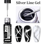 LILYCUTE 5ml Metallic Gel Polish Painting Liner Super Bright Gold Silver Mirror Gel Nail Polish Semi Permanent Lines French Nail